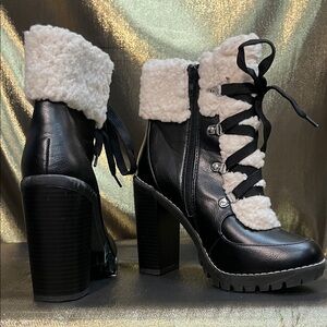 BCBGeneration Black and White Heeled Boots